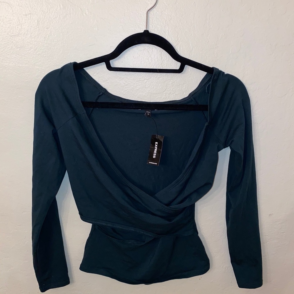 NWT Express Hunter green wrap top (Small)